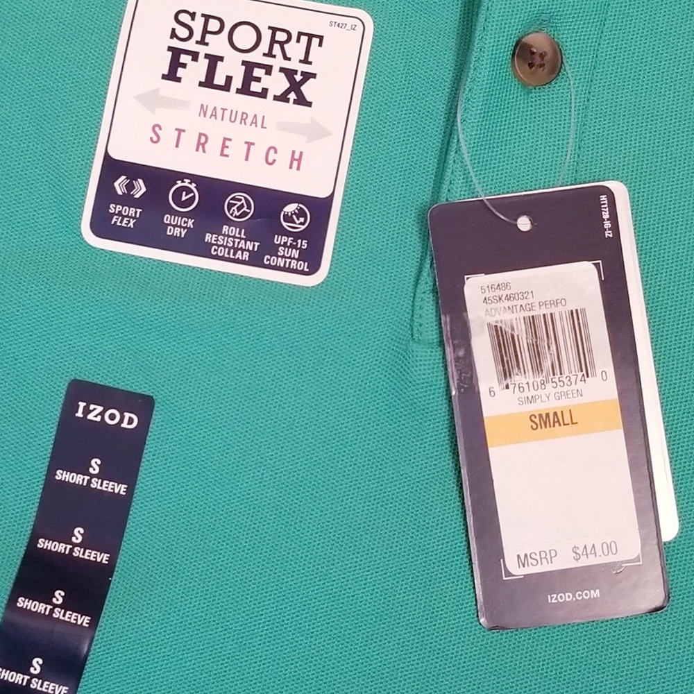 Izod GREEN Polo Shirt Size Small Sport Flex - Picture 5 of 7